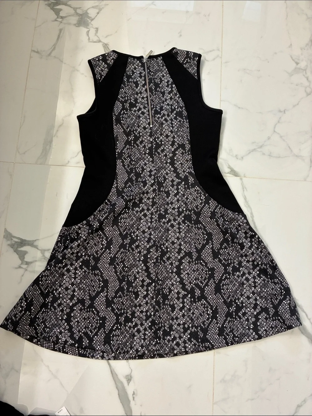 Michael Kors Black & Gray Snake-Print A-Line Dress